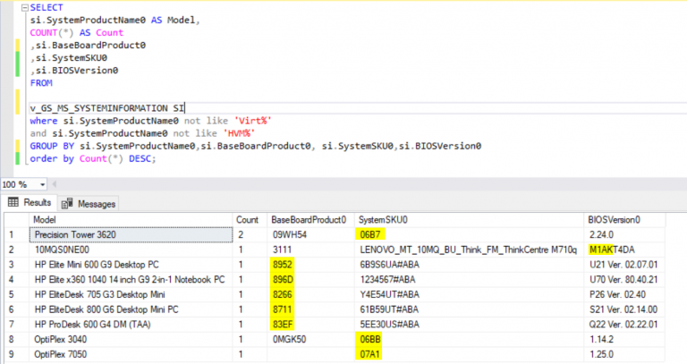 ConfigMgr Inventory SystemSKUNumber, Product & BIOSVersion for Device ...